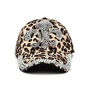 Fleur De Lis Leopard Printed Fashion Cap